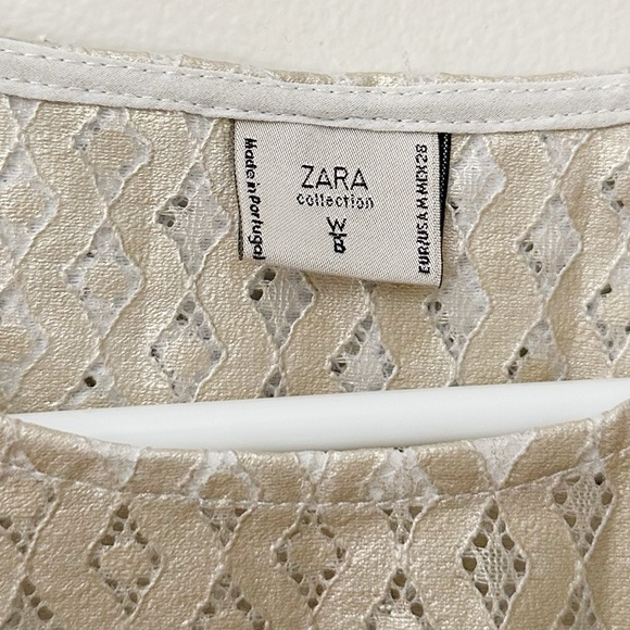 Zara Gold Metallic Lace Tank Top - Picture 3 of 4